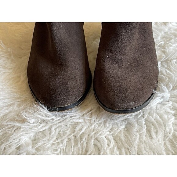 COACH Women's Sz 6 Patricia Bootie Dark Brown Suede Leather Block Heel - Picture 3 of 12